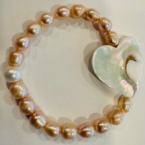 Sale - Fresh Water Pearls, Mother Of Pearl Elastic Bracelet